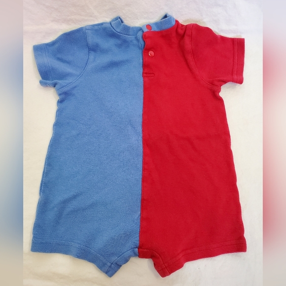Disney Mickey Mouse Onesie Short 18M Cotton Color Block Blue Red GUD - Picture 2 of 3